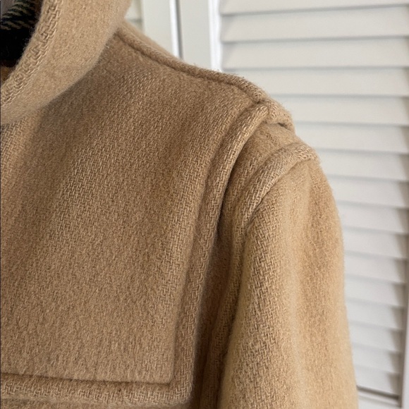 L.L. Bean Vintage Tan Duffle Coat Made in England Tartan Toggle Women’s Size 12 - Picture 4 of 11
